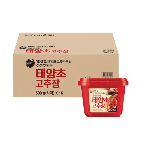 진미 태양초 고추장, 500g, 16개