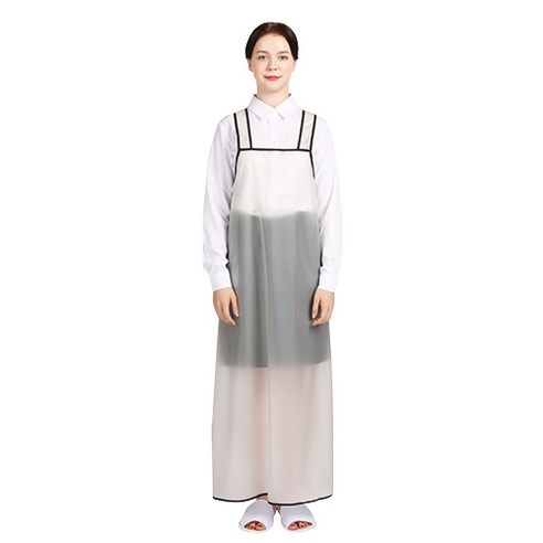 웰프런 우레탄 방수앞치마 검정파이핑 대, 반투명 화이트, 1개