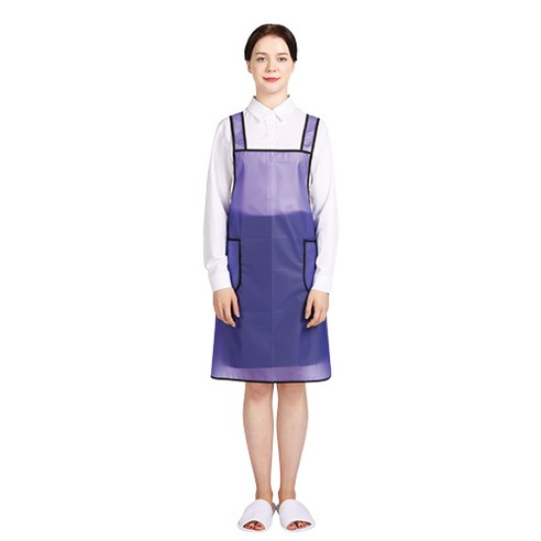 웰프런 우레탄 방수앞치마 검정파이핑 소, 반투명 퍼플, 1개