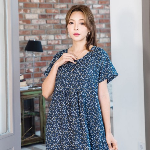도씨 여성용 자연인견 반팔 잠옷 원피스