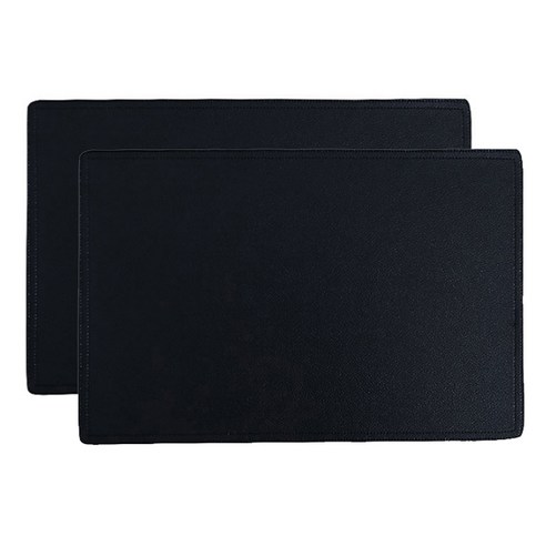 마켓피오 고급 심플 가죽 테이블매트 2p, 블랙, 45 x 30 cm