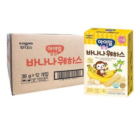 일동후디스 바나나웨하스 유아과자 36g, 바나나, 12개