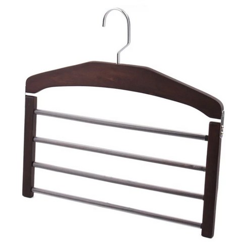 마켓피오 고급 우드 4단 바지걸이, 연한색, 2개입