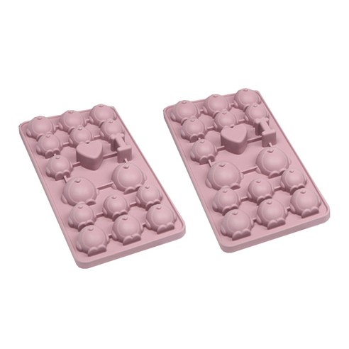 파스텔톤 실리콘 얼음틀 펭귄 2p, 다크핑크