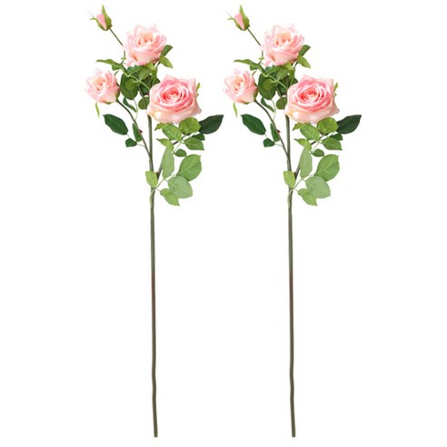 블럭마트 조화 북유럽풍 장미 5송이 x 2세트, 화이트핑크