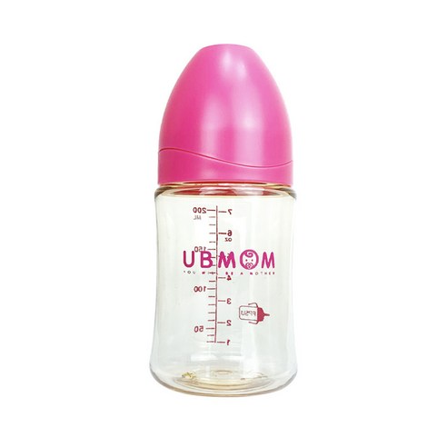 유비맘 PPSU 노꼭지 젖병 200ml, 핑크