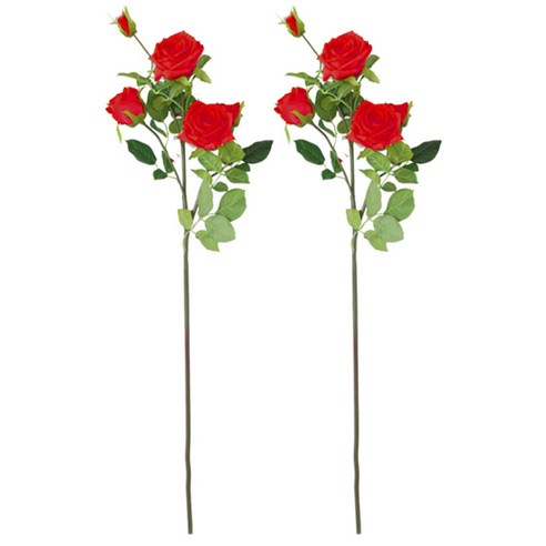 블럭마트 조화 북유럽풍 장미 5송이 x 2세트, 레드
