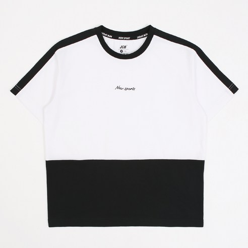 제이씨비 아동용 냉감소재 절개 배색 반팔 티셔츠 P375, 화이트
