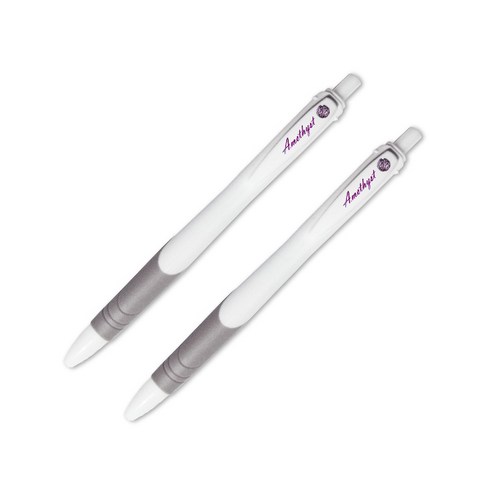 제브라 럭키 스톤 탄생석 볼펜 0.7mm, 2월 자수정, 2개