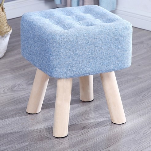유앤미 원목 네모 스툴의자 DZ001 M, 블루