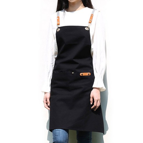 리드홈 크래프트 면 앞치마, 블랙, 1개