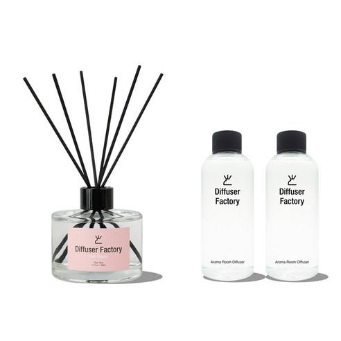 디퓨저팩토리 아로마 디퓨저 200ml + 리필 200ml x 2p, 핑크비치