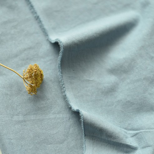 코튼빌 리브레 대폭 무지 바이오 워싱 린넨 원단 11수 4p, 그레이 블루