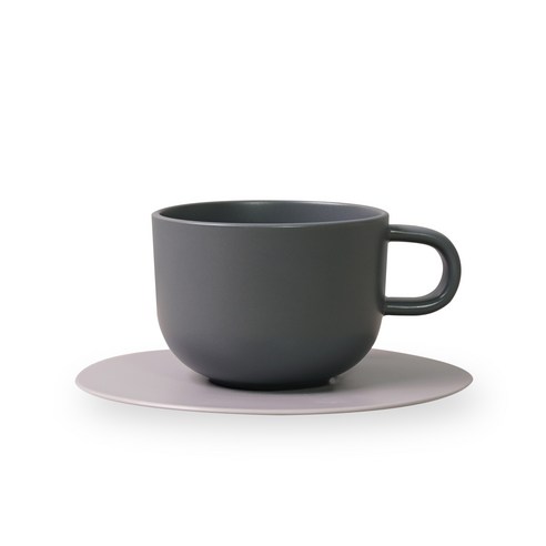 보울보울 볼볼홈파티 커피잔 350ml + 소서, 차콜그레이(커피잔), 애쉬그레이(소서), 1세트