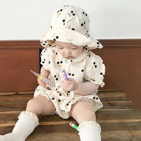 아이엠베베 블랙베리 바디 슈트 + 모자 세트