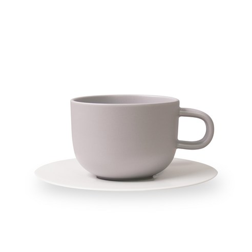 보울보울 볼볼홈파티 커피잔 350ml + 소서, 애쉬그레이(커피잔), 밀크화이트(소서), 1세트
