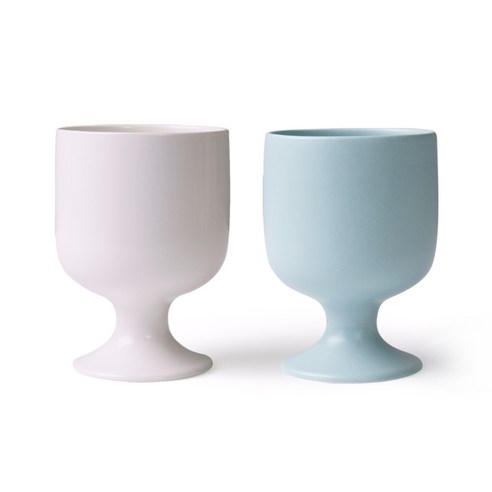 보울보울 볼볼홈파티 감성템 고블렛잔 400ml, 밀크화이트, 스카이블루, 2개