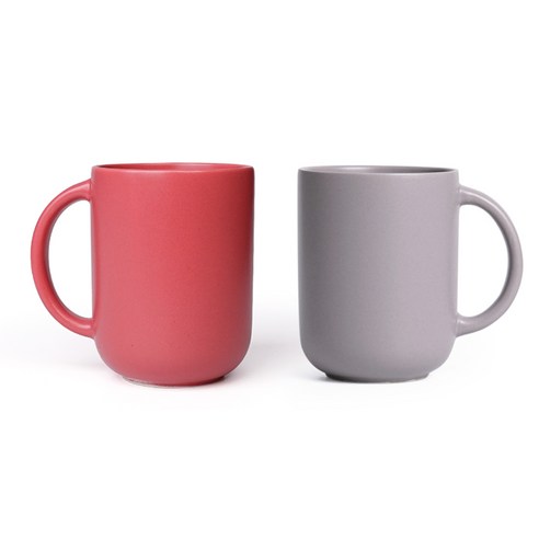 보울보울 레트로라인 핸들머그 370ml, 로제핑크, 애쉬그레이, 2개