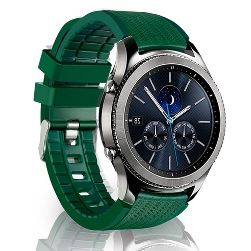 스마티팟 갤럭시 프론티어/기어S3/워치3 22mm 가죽 스티치 스트랩 (45/46mm 호환 가능), GREEN, 1개