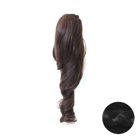 가발프랜즈 여성 집게달비 웨이브 붙임머리 부분가발 45cm, 다크블랙, 1개