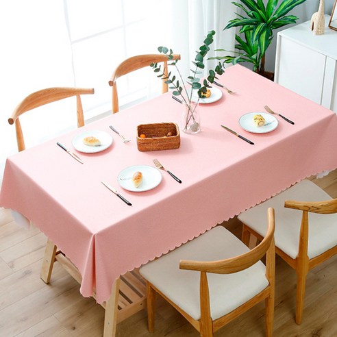 마켓피오 북유럽 방수 식탁보, 핑크, 90 x 90 cm