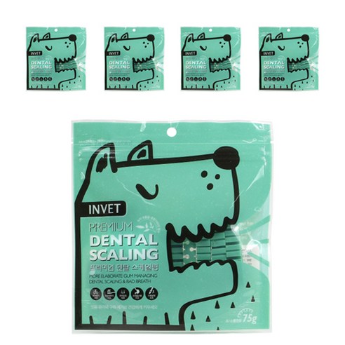 인벳 강아지 프리미엄 스케일링 덴탈껌 75g, 유산균, 5개