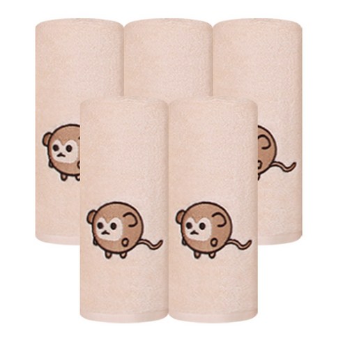 송월타월 십이지 수건 130g 30수 면사, 원숭이(베이지), 5개