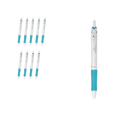 아크로볼 파이롯트150 유성볼펜 0.7mm BAB-15F, 화이트에메랄드그린 + 블랙심, 10개