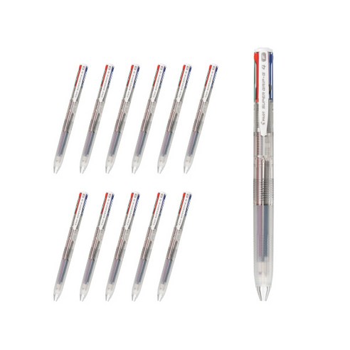 파이롯트 슈퍼그립G4 4색 다색볼펜 0.7mm BPKGG-35F, 투명, 12개