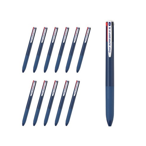 파이롯트 슈퍼그립G4 4색 다색볼펜 0.7mm BPKGG-35F, 네이비, 12개