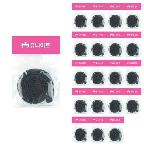 유니아트 1000 넙적 고무밴드 특대, 검정, 20개