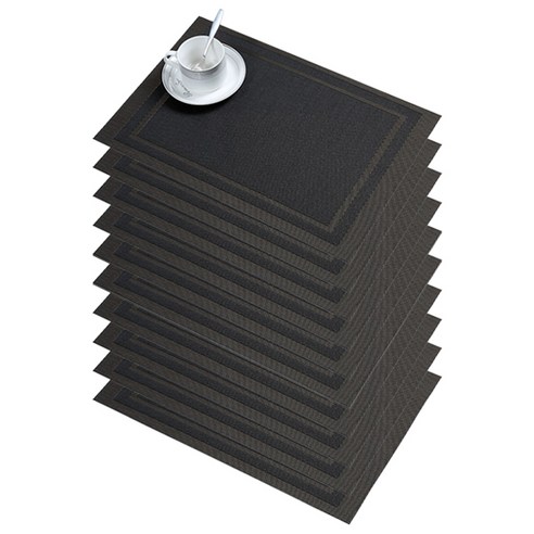 블럭마트 중복사각 식탁매트 10p, 블랙, 45 x 30 cm