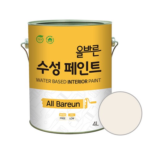 페인트인포 올바른 수성 페인트 4L, 파우더리화이트, 1개