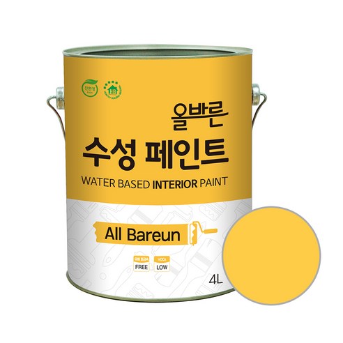 페인트인포 올바른 수성 페인트 4L, 바나나옐로우, 1개, 4000ml
