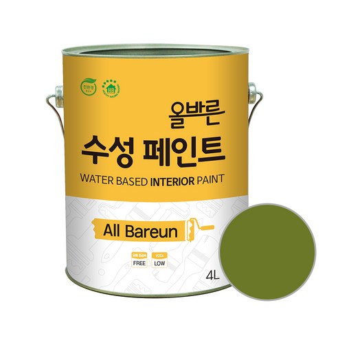 페인트인포 올바른 수성 페인트, 애쉬드그린, 1개, 4L