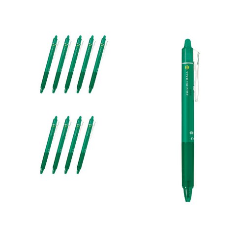 파이롯트 프릭션 볼 노크 볼펜 0.7mm LFBK-23F, 그린, 10개