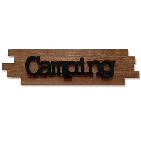 데코코마니 빈티지 데코 우드 사인 장식 Camping, 브라운