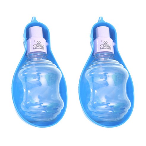 블럭마트 타원형 반려동물 물병 250ml, 비비드 블루, 2개