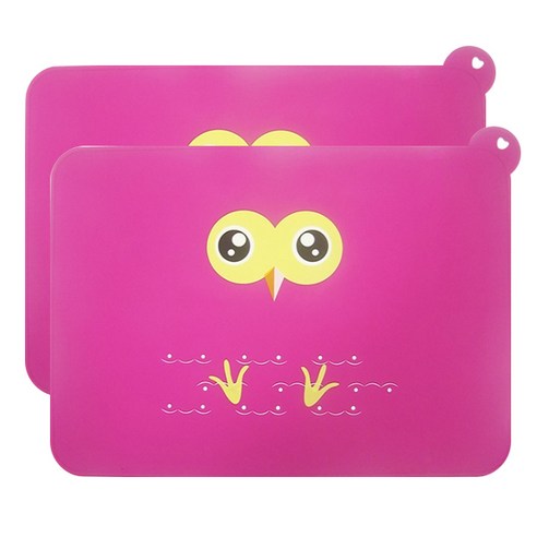 마켓피오 캐릭터 실리콘 식탁매트 2p, 핑크, 40 x 30 cm