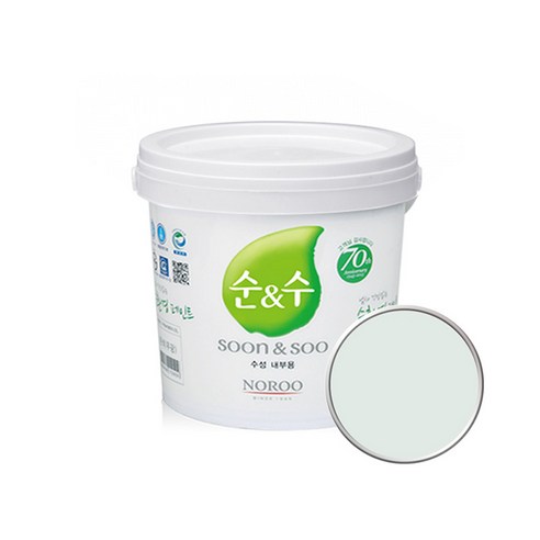 노루페인트 순앤수 KS 2급 벽지 벽면용 수성페인트 2L, 화이트스모크 NR7020