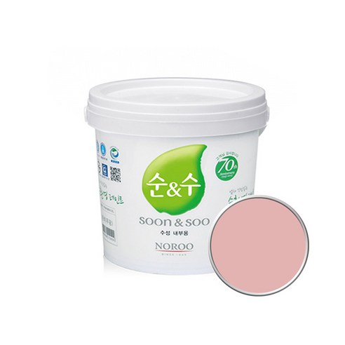 노루페인트 순앤수 KS 2급 벽지 벽면용 수성페인트 2L, 인디코랄 (NR1015)