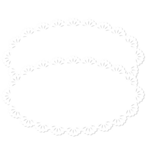 타원 레이스 테이블 매트 2p, 화이트, 49 x 28 cm