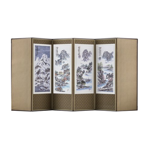 남원목기 미니멀 추사 산수화 6폭 병풍