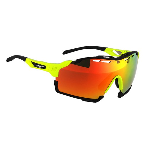 루디프로젝트 컷라인 자전거 스포츠 고글 SP634076-0000, 글로스 옐로우 플루오 블랙 범퍼(프레임), 멀티레이저 오렌지(렌즈)
