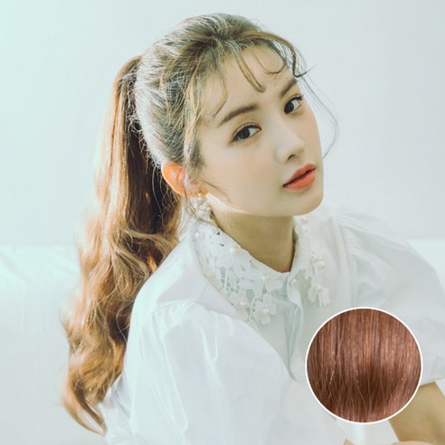 가발나라 여성 벨크로 포니테일 묶음머리 가발 히피펌, 블론드브라운, 1개