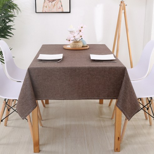 블럭마트 코튼 린넨 직사각형 단색 테이블 매트, 브라운, 2인(90 x 90 cm)