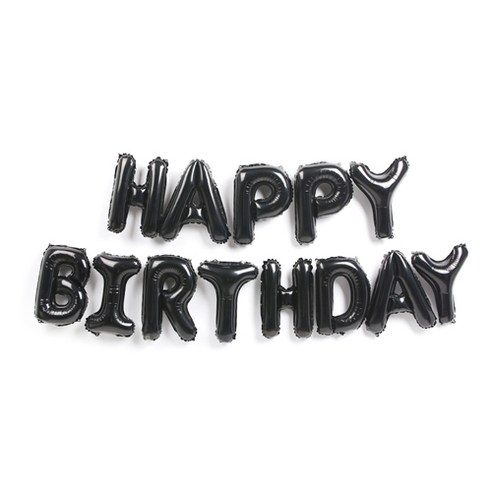파티해 알파벳 은박 풍선 세트 HAPPY BIRTHDAY, 블랙, 1세트