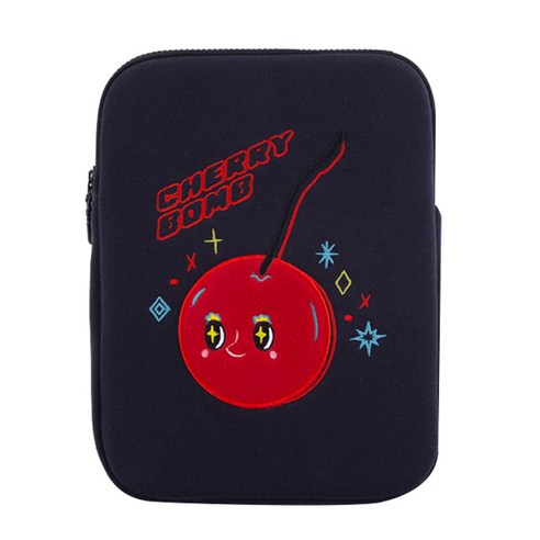 올뉴프레임 자수 백 포켓 노트북 슬리브 파우치, Cherry Bomb