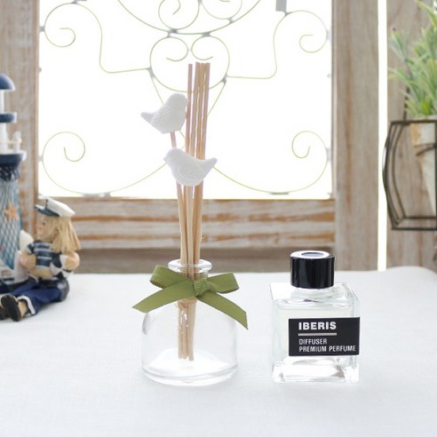 이베리스 플라워버드 디퓨저세트40ml+50ml리필+석고새우드스틱+섬유스틱, 러브미향