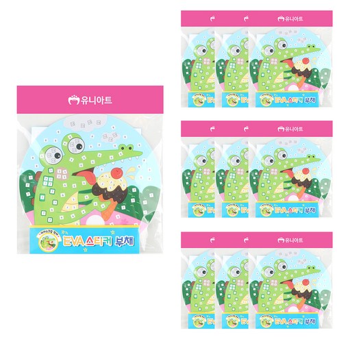 유니아트 EVA스티커 부채 만들기 세트, 아이스크림악어, 10세트